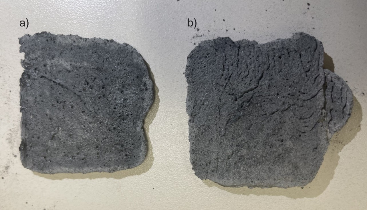 Comparison: compacted-and-sintered vs only-sintered sample